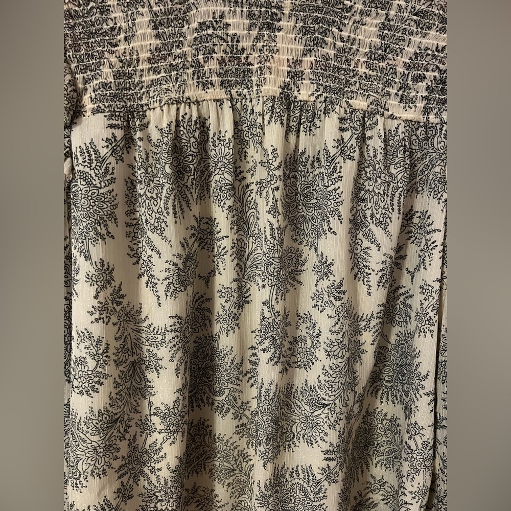 Ann Taylor shimmer paisley smocked ruffle top blouse size small - Picture 7 of 8